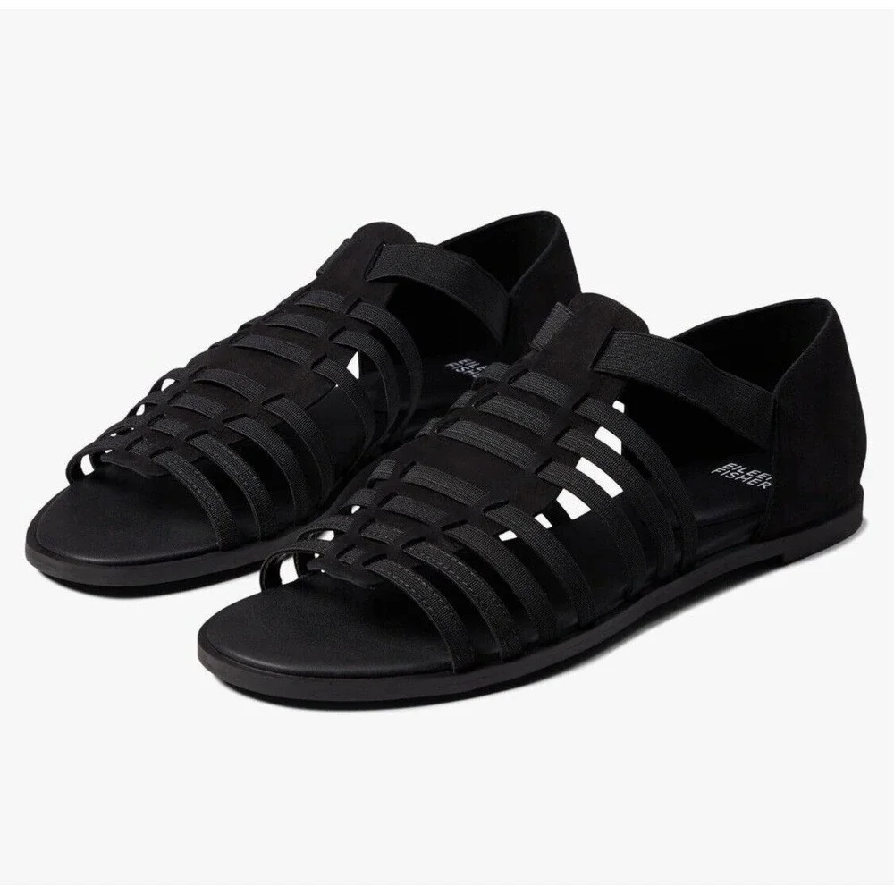 Eileen Fisher Women's Rato Black Tumbled Nubuck‎ Sandals Size 7